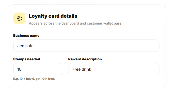 Step 1. loyalty card details
